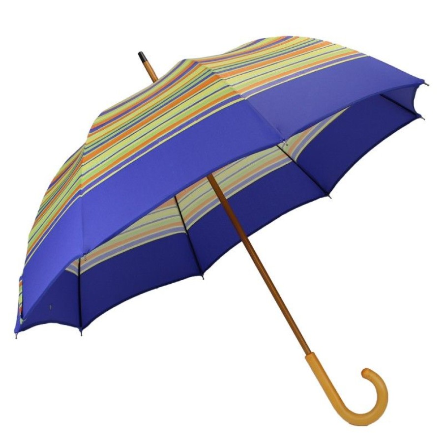 H2O Parapluies Limited Edition Umbrellas | Long Bayadere Umbrella Green Stripe Blue