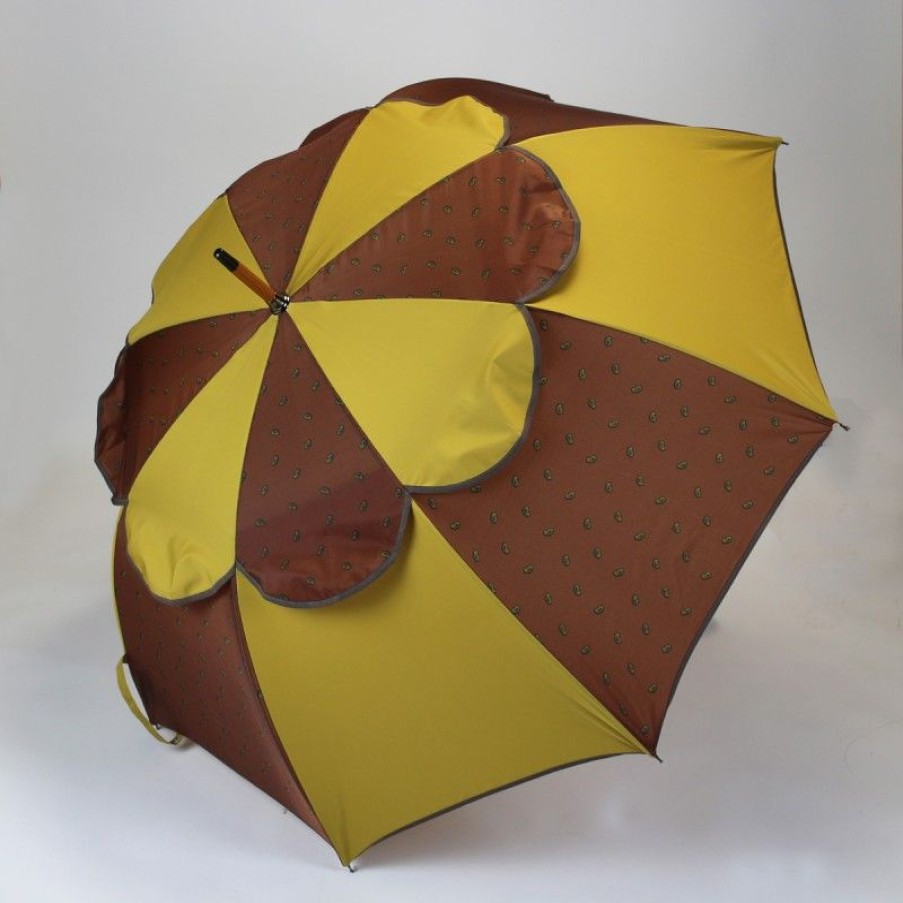 H2O Parapluies Anti-Rollover Umbrellas | Passvent Mustard And Brown Print Umbrella