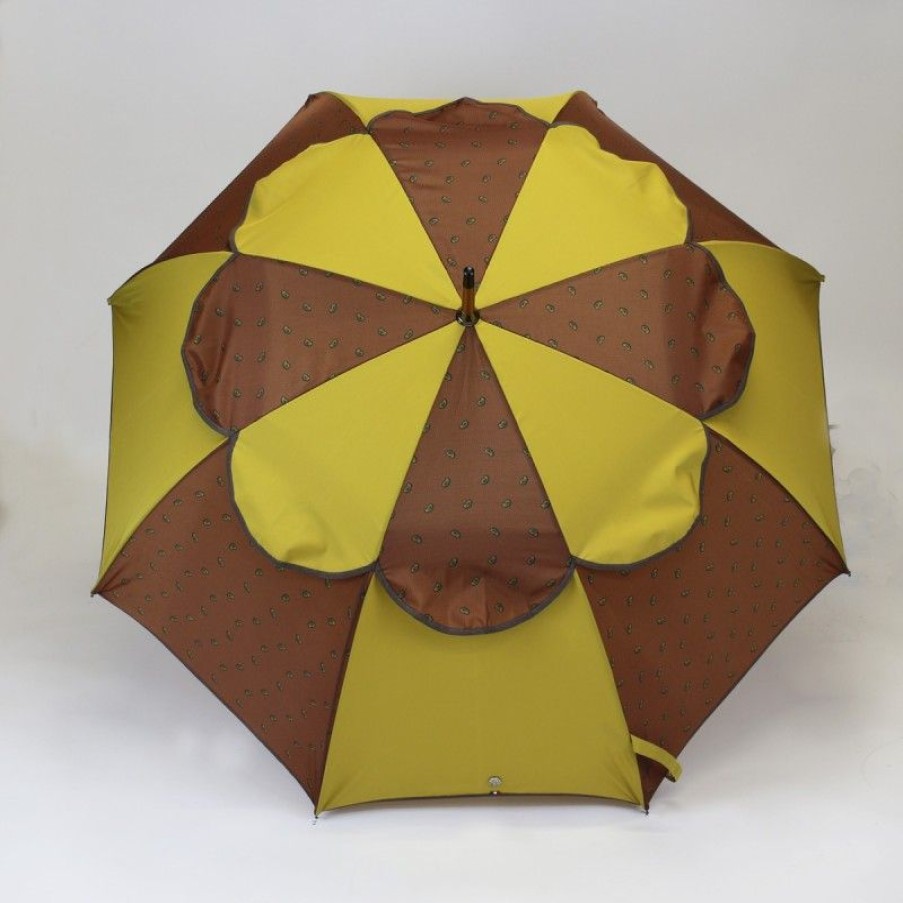 H2O Parapluies Anti-Rollover Umbrellas | Passvent Mustard And Brown Print Umbrella