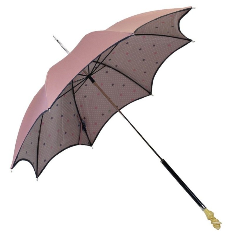 H2O Parapluies | Anti-Uv Pink Umbrella With Polka Dot Lining