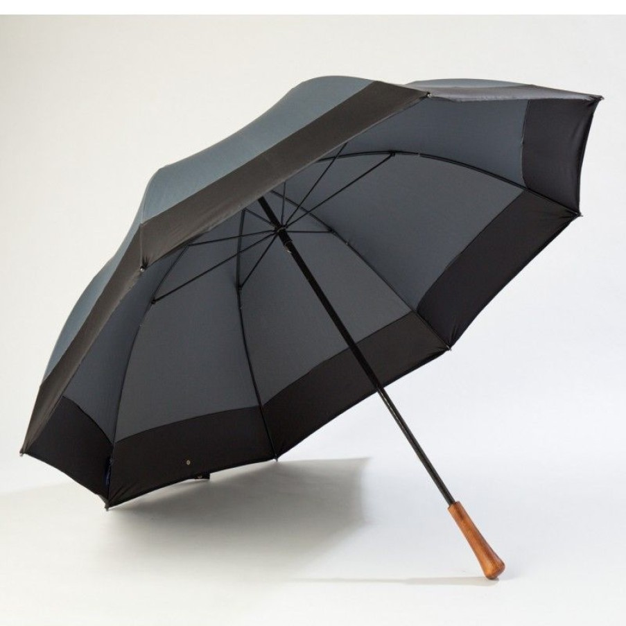 H2O Parapluies Golf Umbrellas | Golf Umbrella - Etretat - Grey With Black Stripe