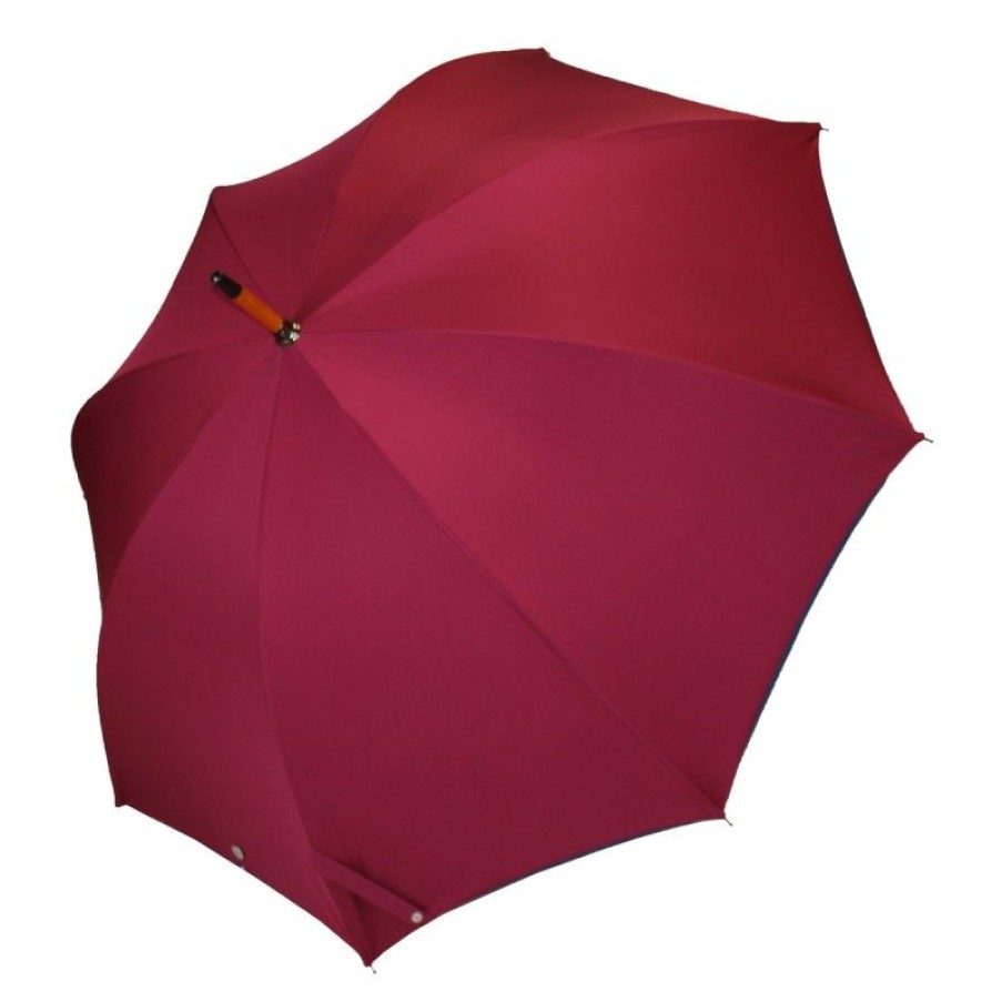 H2O Parapluies Les Classiques Umbrellas | Medium Classic Burgundy Umbrella With Blue Bias