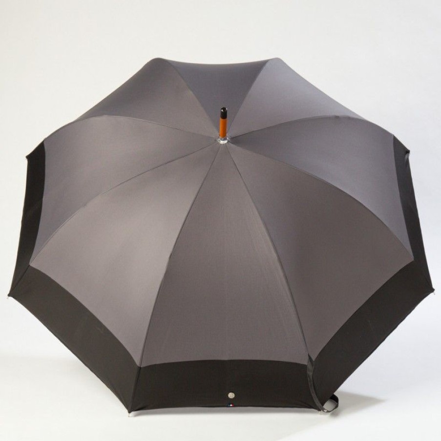 H2O Parapluies Half Golf Umbrellas | Large Umbrella - Deauville - Grey With Black Stripe