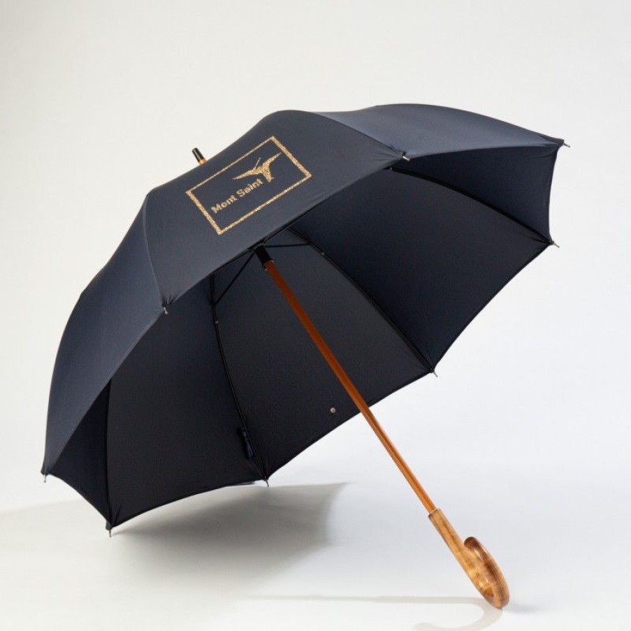 H2O Parapluies Les Classiques Umbrellas | Parapluie Canne Long - Mc' Normand - Navy Mont Saint Michel Archangel Or