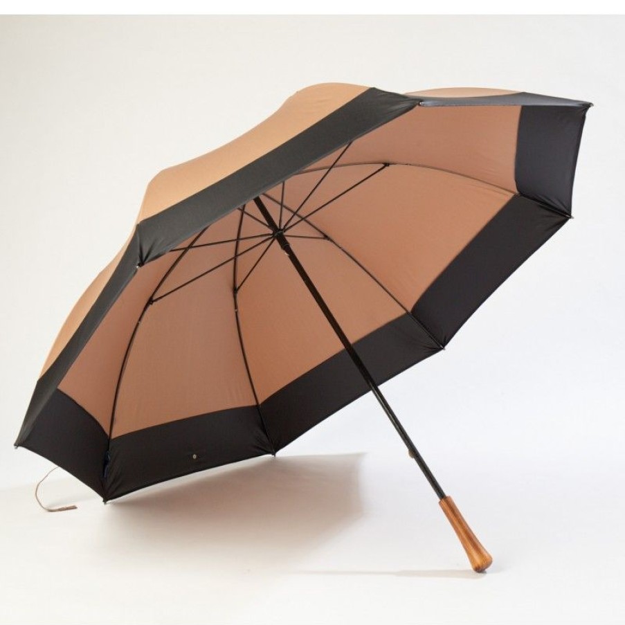 H2O Parapluies Golf Umbrellas | Golf Umbrella - Etretat - Camel With Black Stripe