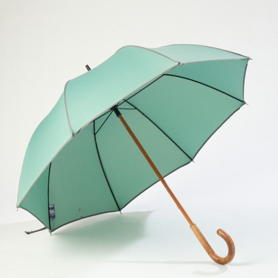 H2O Parapluies Umbrella Crepon | Umbrella Canne Long - Crepon - Emerald Grey Bias