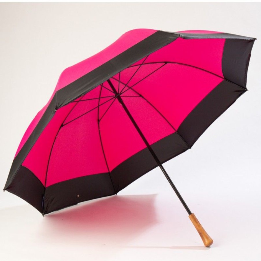 H2O Parapluies Golf Umbrellas | Golf Umbrella - Etretat - Raspberry With Black Stripe