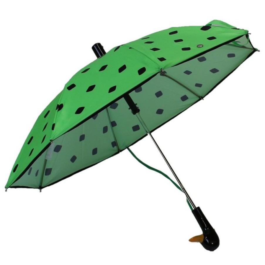 H2O Parapluies | Fluorescent Green Child Umbrella With Black Cube Pattern