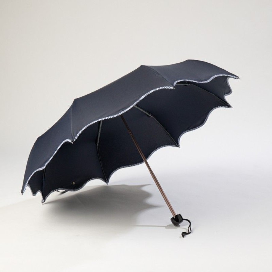 H2O Parapluies Mini Umbrellas | Mini Wave Umbrella - Honfleur - Navy Bias Mariniere