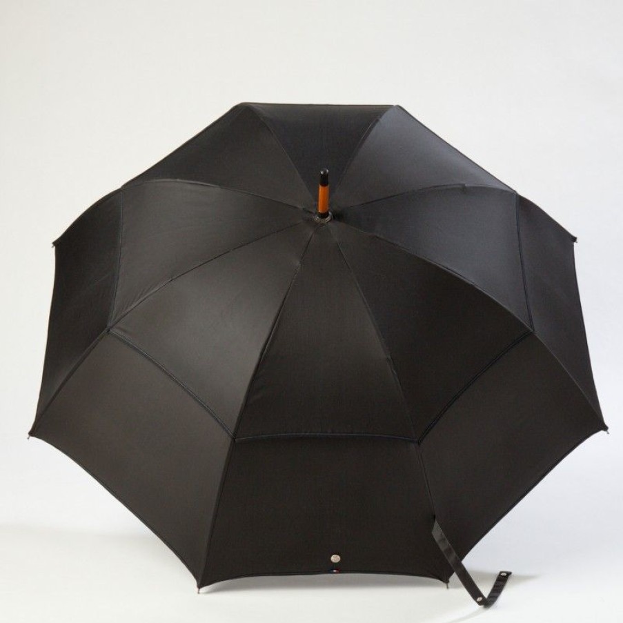 H2O Parapluies Classic Umbrellas | Classic Stick Passvent Umbrella - Barfleur - Black