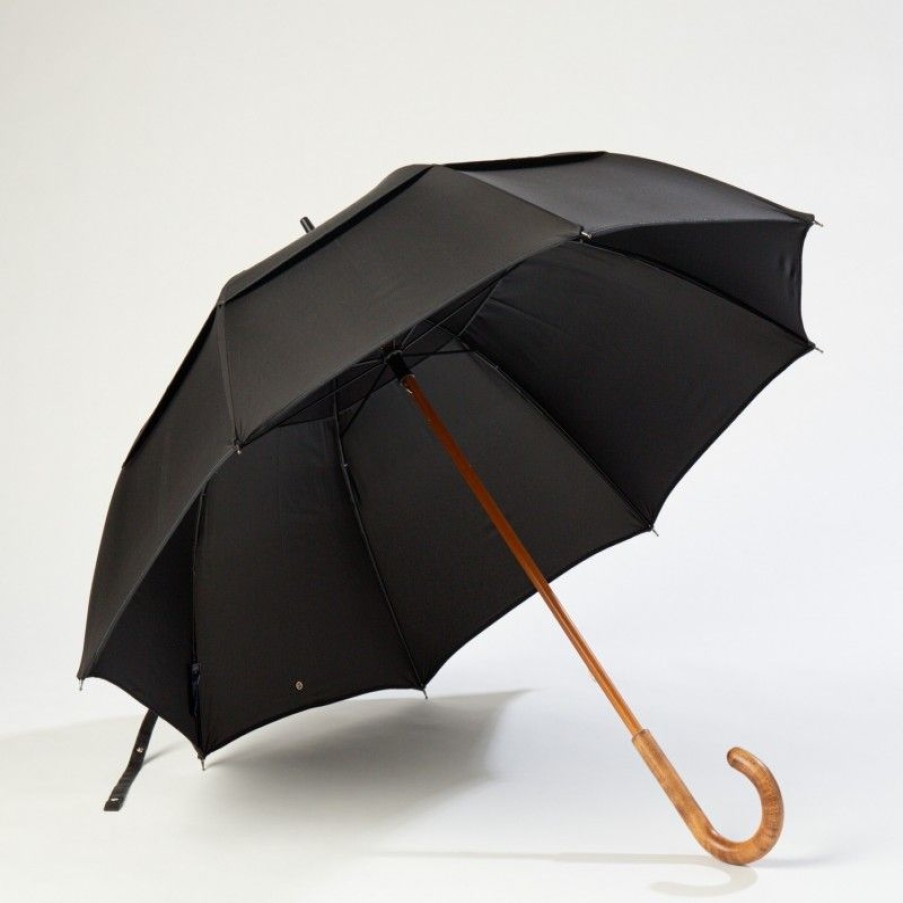 H2O Parapluies Classic Umbrellas | Classic Stick Passvent Umbrella - Barfleur - Black