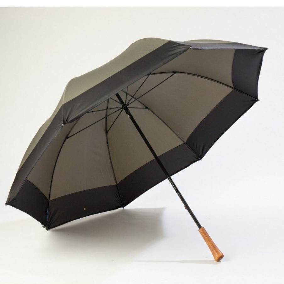 H2O Parapluies Golf Umbrellas | Golf Umbrella - Etretat - Kaki With Black Stripe