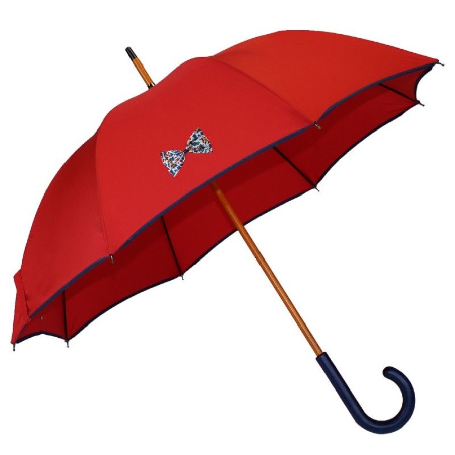 H2O Parapluies | Umbrella Medium Red Small Bow With Floral Print