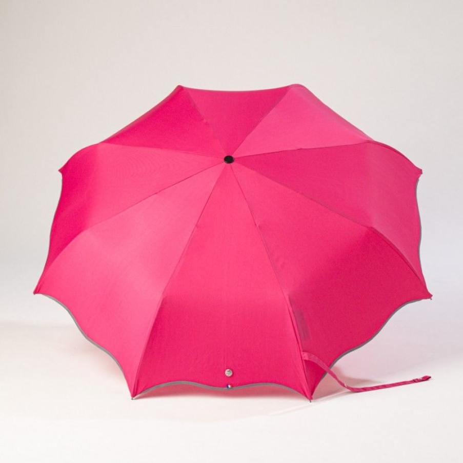 H2O Parapluies Mini Umbrellas | Mini Wave Umbrella - Honfleur - Raspberry Grey Bias