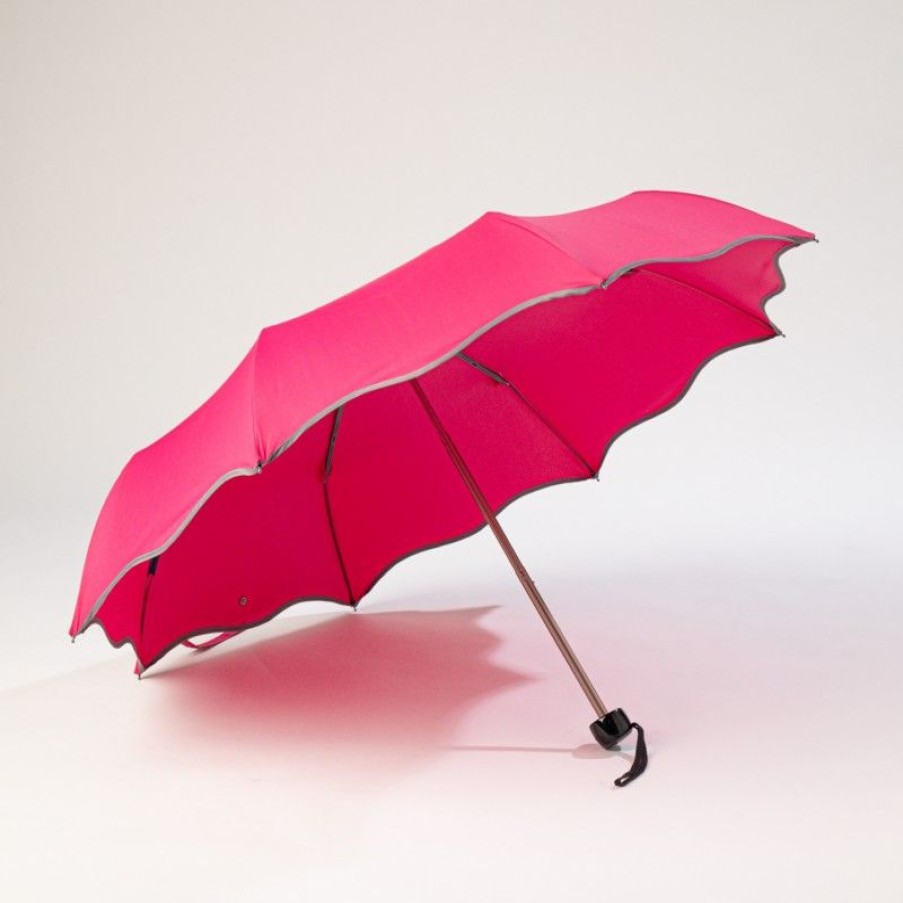 H2O Parapluies Mini Umbrellas | Mini Wave Umbrella - Honfleur - Raspberry Grey Bias