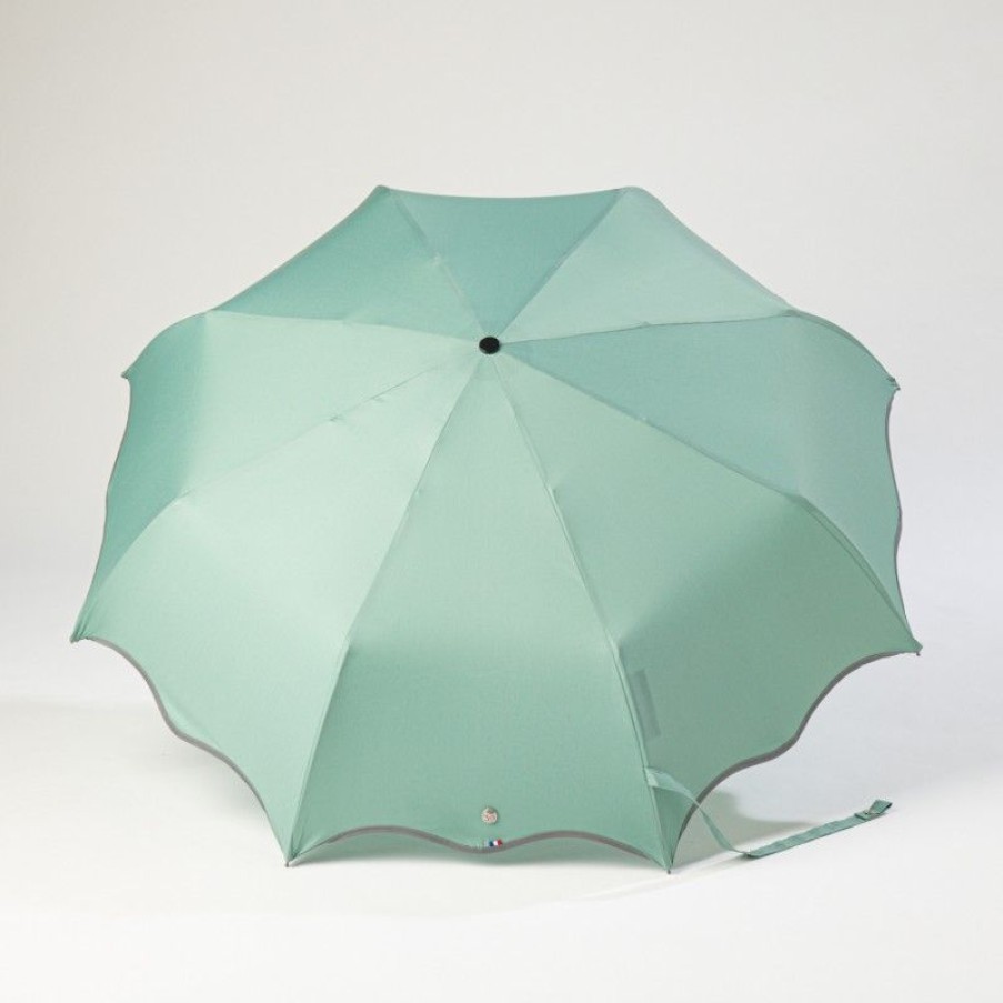 H2O Parapluies Mini Umbrellas | Mini Wave Umbrella - Honfleur - Emerald Grey Bias