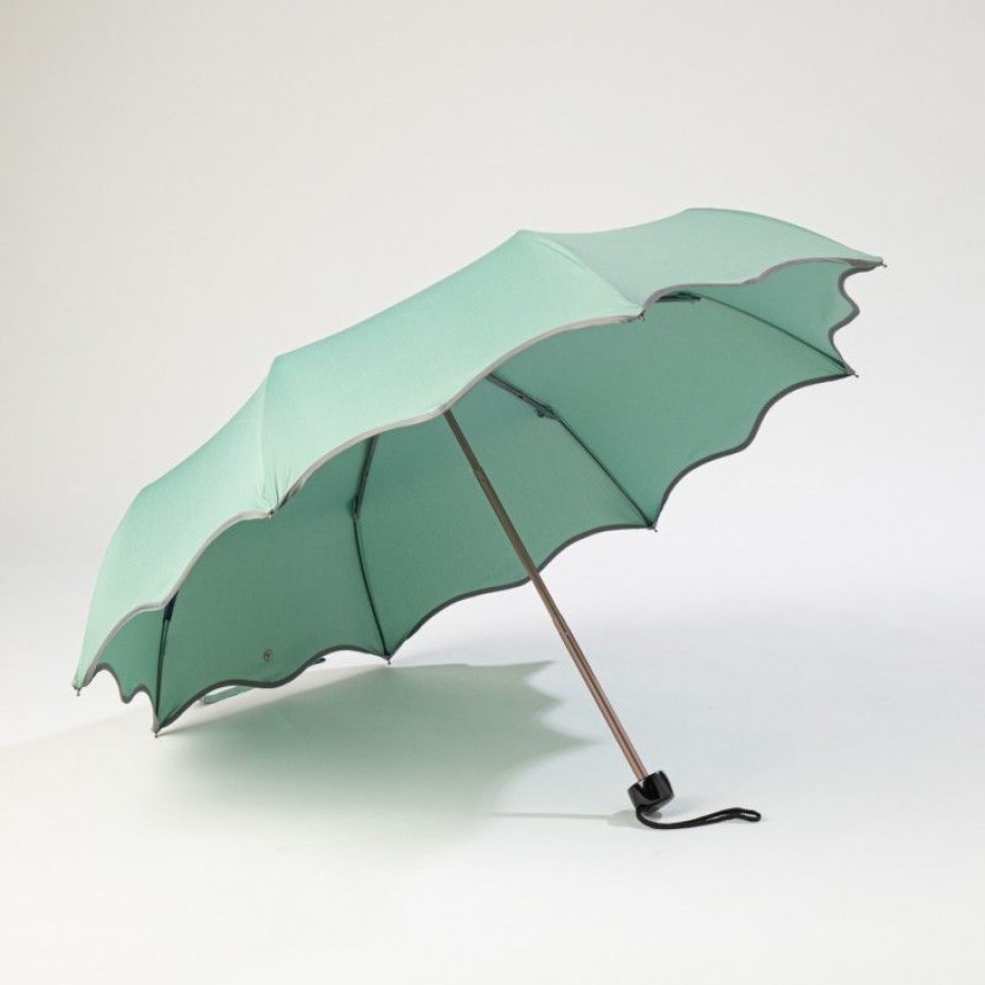 H2O Parapluies Mini Umbrellas | Mini Wave Umbrella - Honfleur - Emerald Grey Bias