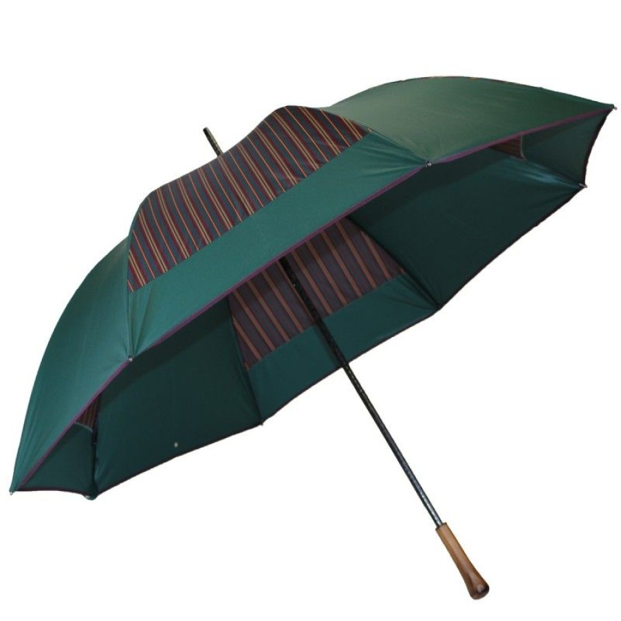 H2O Parapluies Les Moulins Umbrellas | Golf Umbrella With Burgundy And Green Stripes