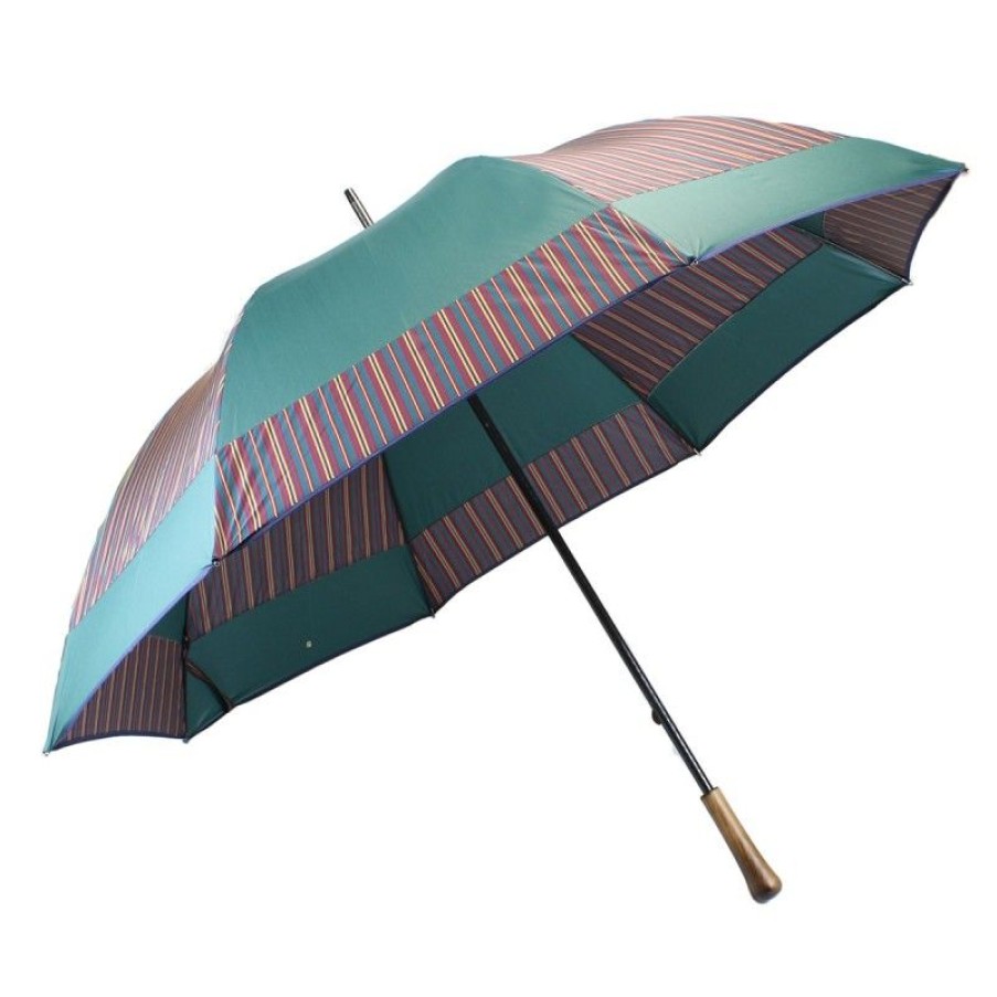 H2O Parapluies Les Moulins Umbrellas | Mill Mill Golf Umbrella With Burgundy And Green Stripes