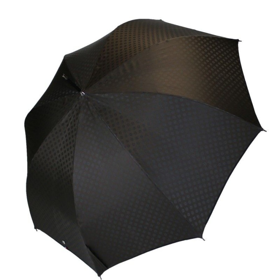 H2O Parapluies Classic Umbrellas | Automatic Long Brown Jacquard Umbrella With Coffee Pattern