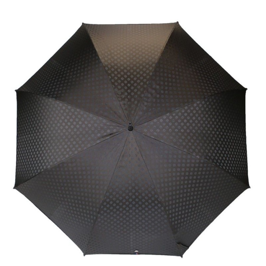 H2O Parapluies Classic Umbrellas | Automatic Long Brown Jacquard Umbrella With Coffee Pattern