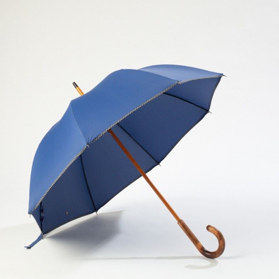 H2O Parapluies Classic Umbrellas | City Umbrella - Bayeux - Bleu De France Bias Black With White Spots