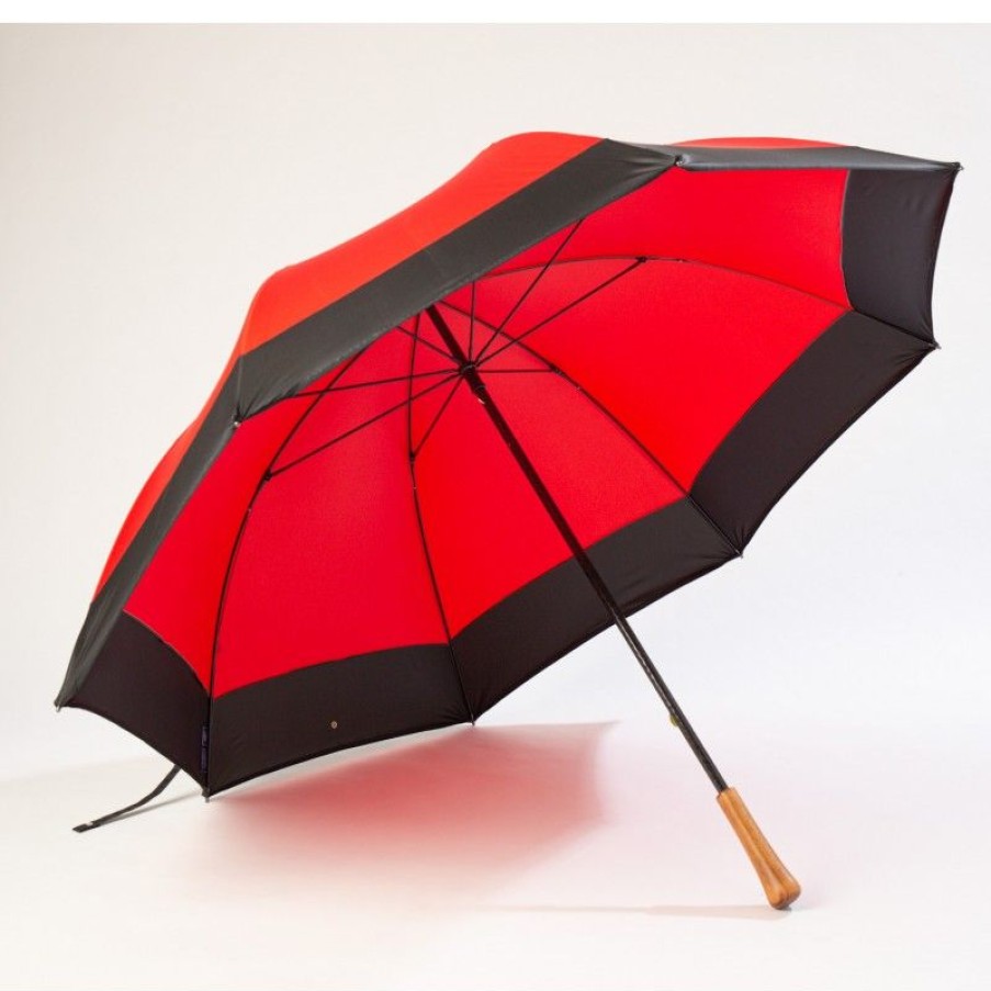 H2O Parapluies Golf Umbrellas | Golf Umbrella - Etretat - Red With Black Stripe