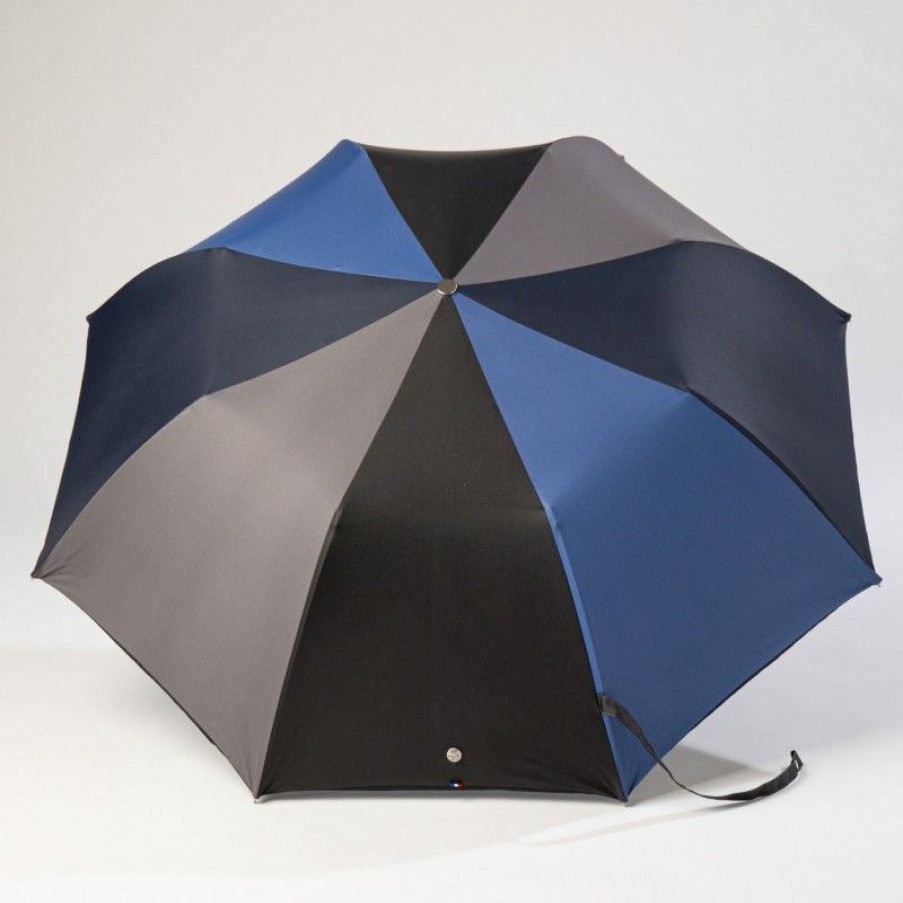 H2O Parapluies Folding Umbrellas | Automatic Folding Umbrella - Rouen - Navy, Grey, Black And French Blue