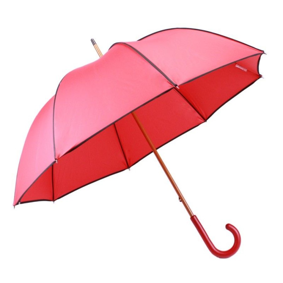 H2O Parapluies Umbrella Crepon | Umbrella Canne Long - Crepon - Red With Black Bias