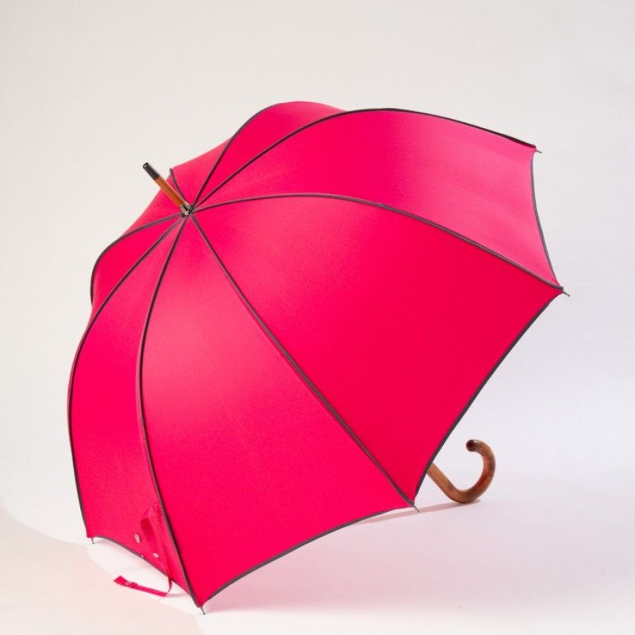 H2O Parapluies Umbrella Crepon | Umbrella Canne Long - Crepon - Raspberry Grey Bias