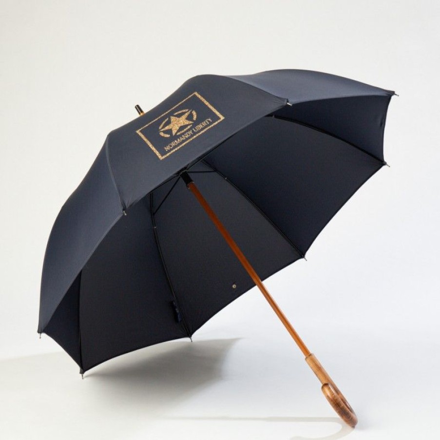 H2O Parapluies Les Classiques Umbrellas | Parapluie Canne Long - Mc' Normand - Navy Star Or