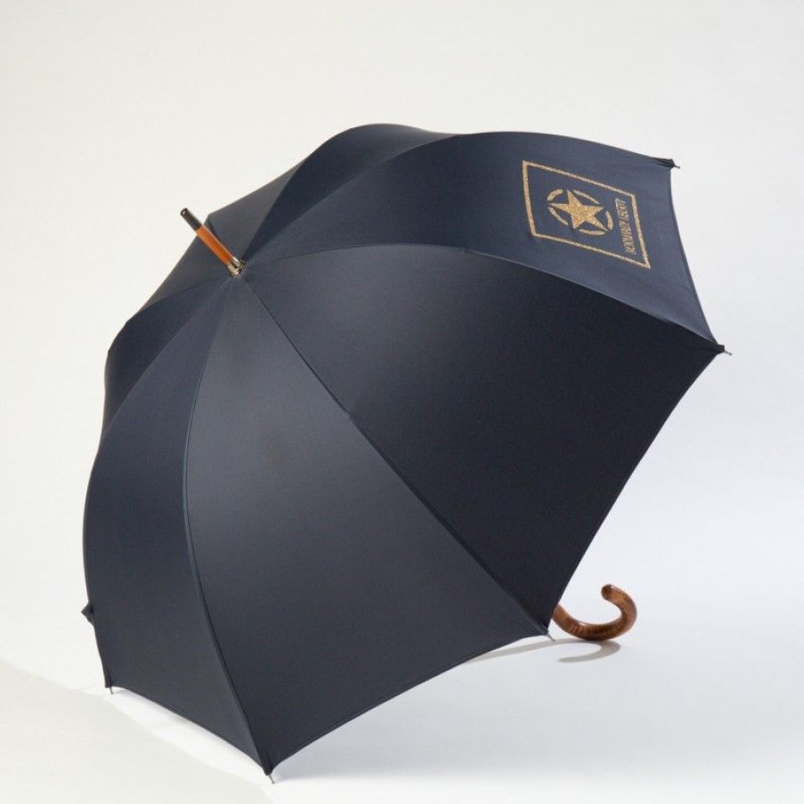 H2O Parapluies Les Classiques Umbrellas | Parapluie Canne Long - Mc' Normand - Navy Star Or