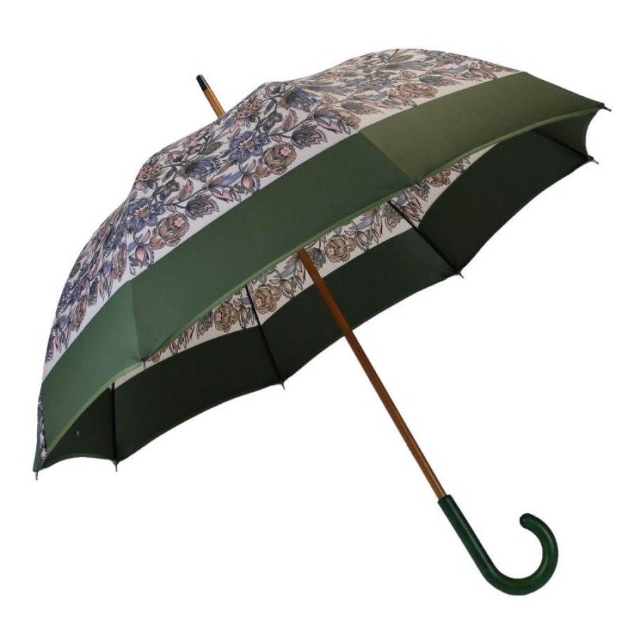 H2O Parapluies Limited Edition Umbrellas | Long Floral Umbrella With Khaki Band