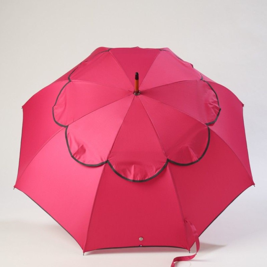 H2O Parapluies Classic Umbrellas | Classic Passvent Umbrella - La Hague - Raspberry Grey Bias