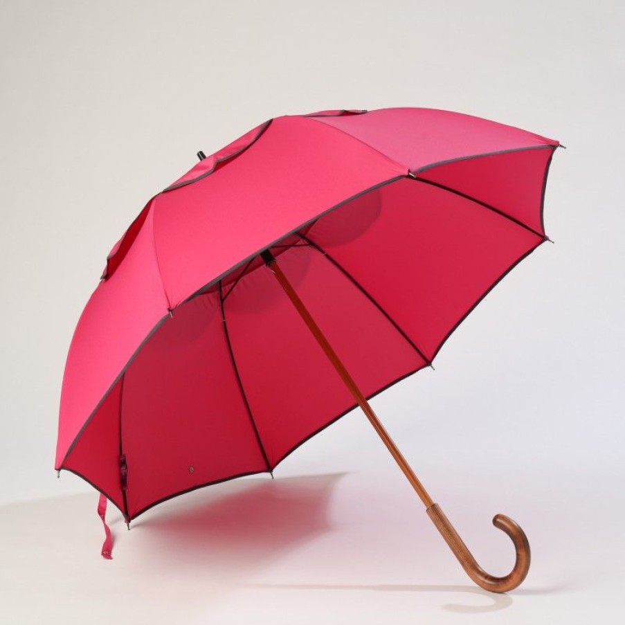 H2O Parapluies Classic Umbrellas | Classic Passvent Umbrella - La Hague - Raspberry Grey Bias