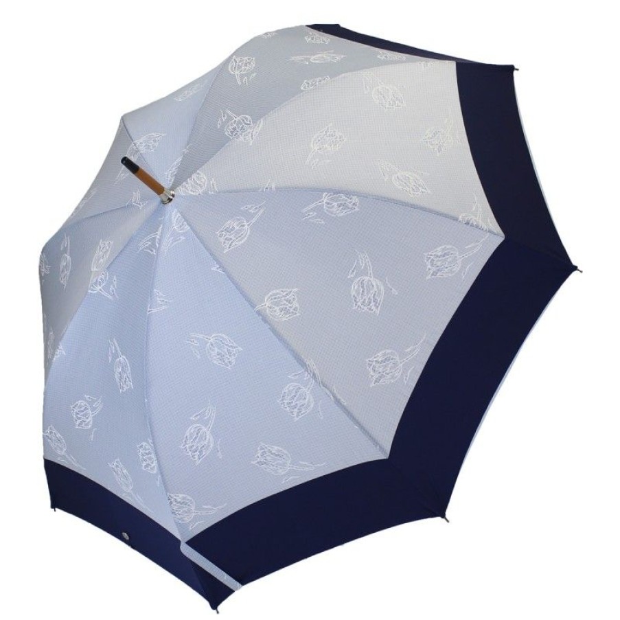 H2O Parapluies Limited Edition Umbrellas | Long Blue Tulip Umbrella With Navy Blue Band