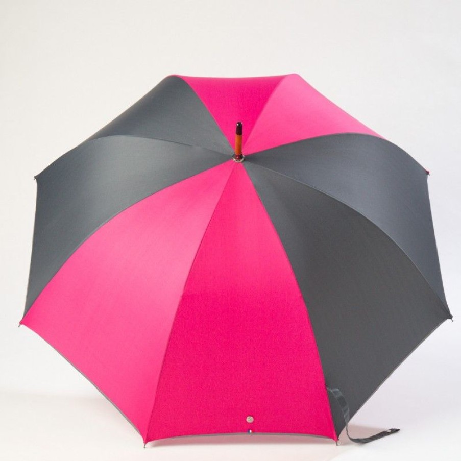 H2O Parapluies Umbrella Granville | Classic Stick Umbrella - Granville - Grey And Raspberry