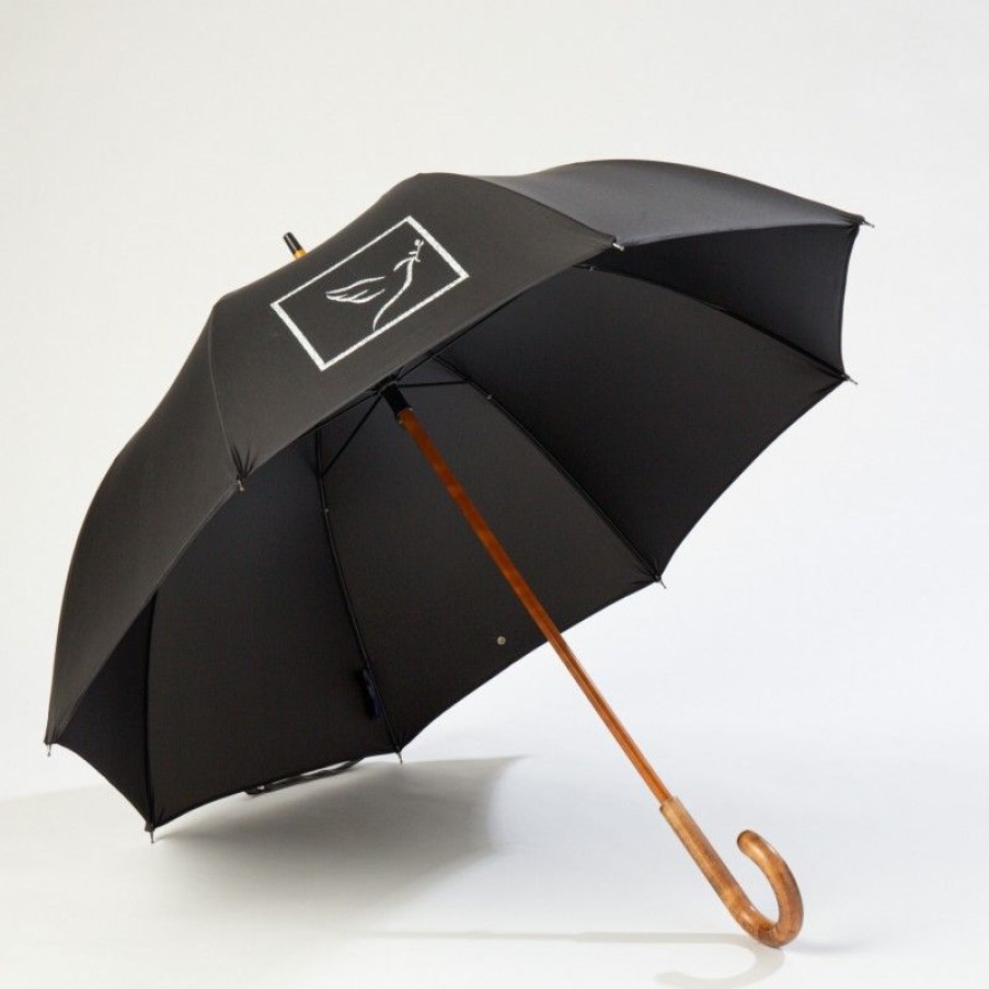 H2O Parapluies Les Classiques Umbrellas | Classic Stick Umbrella - Mc' Normand - Black Dove Silver