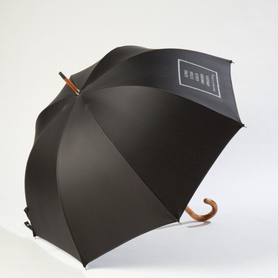 H2O Parapluies Les Classiques Umbrellas | Classic Stick Umbrella - Mc' Normand - Black Beaches Of Liberty Silver