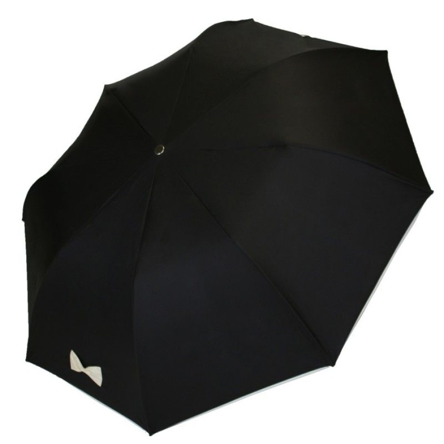 H2O Parapluies Folding Umbrellas | Folding Umbrella Black And Small Off-White Knot