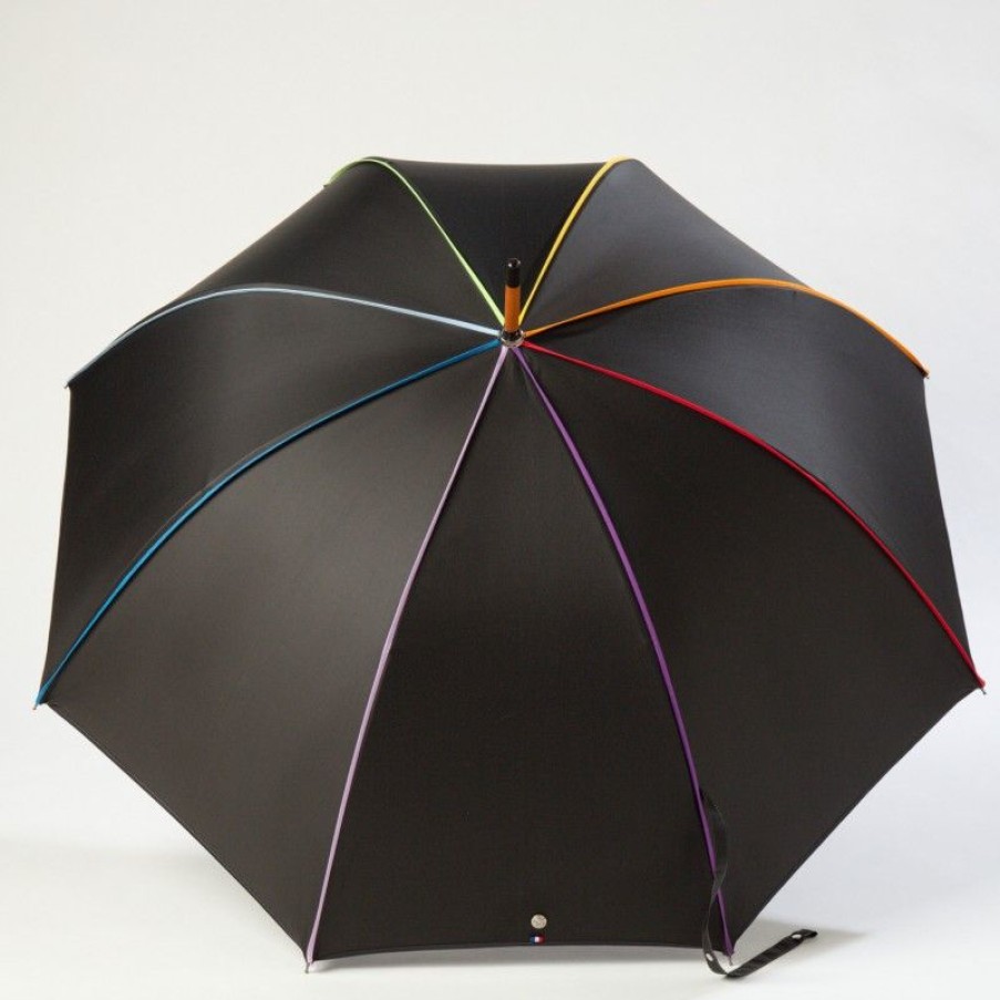 H2O Parapluies Umbrella Crepon | Umbrella Canne Long - Crepon - Black Bias Multicolour