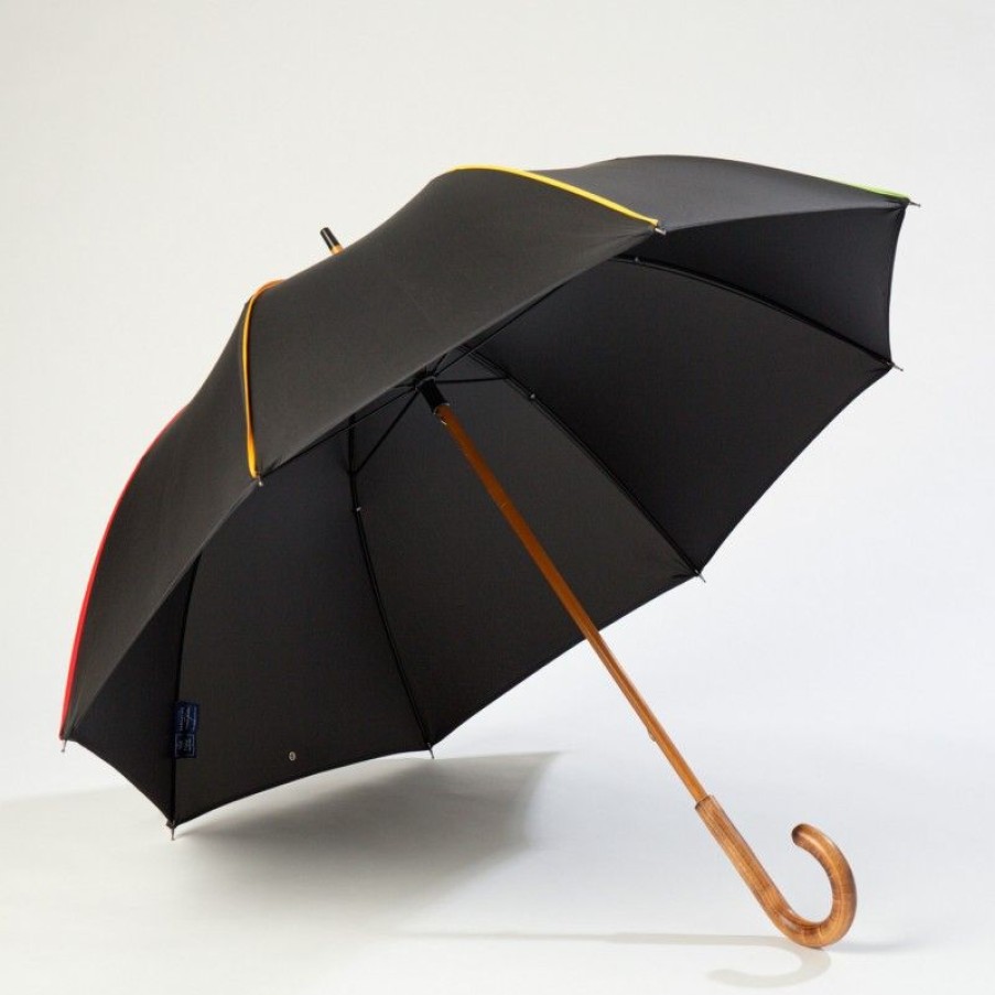 H2O Parapluies Umbrella Crepon | Umbrella Canne Long - Crepon - Black Bias Multicolour