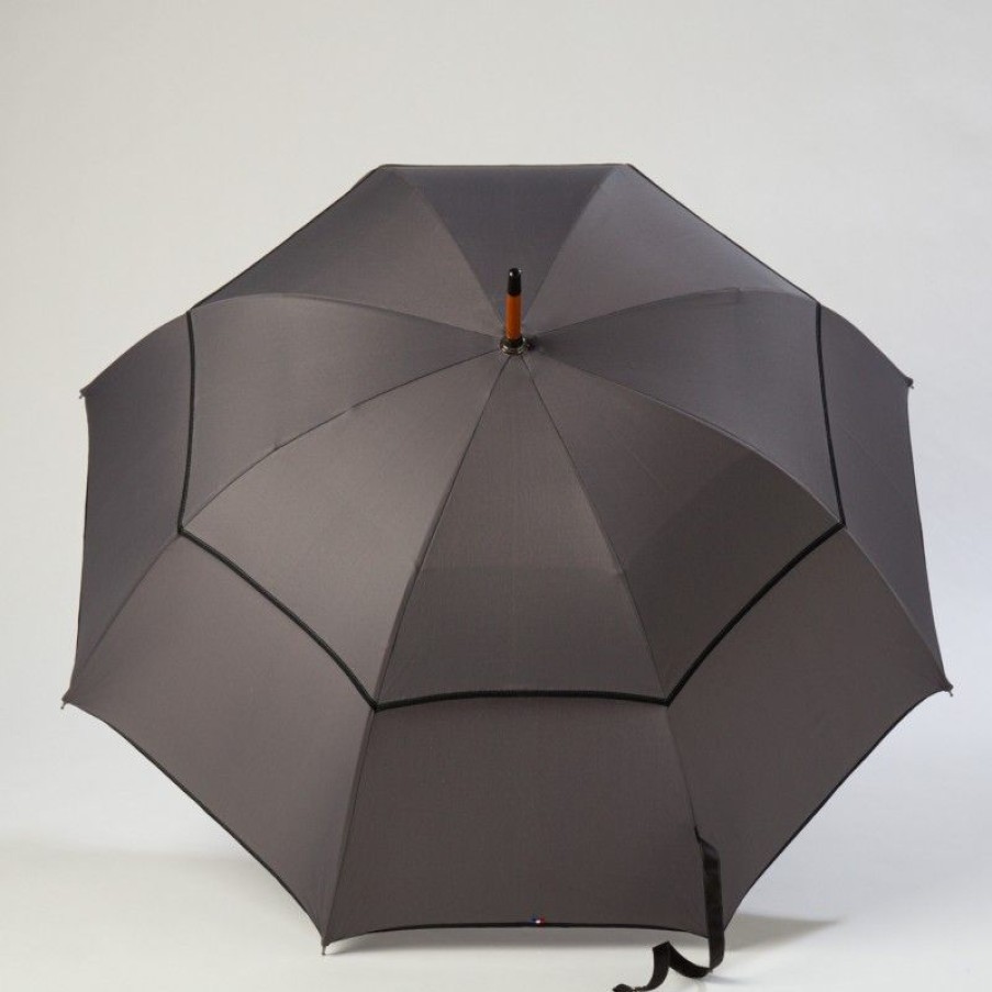 H2O Parapluies Classic Umbrellas | Classic Stick Passvent Umbrella - Barfleur - Grey