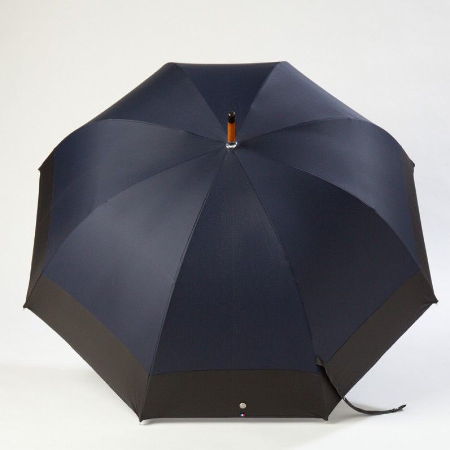 H2O Parapluies Half Golf Umbrellas | Large Umbrella - Deauville - Navy With Black Stripe