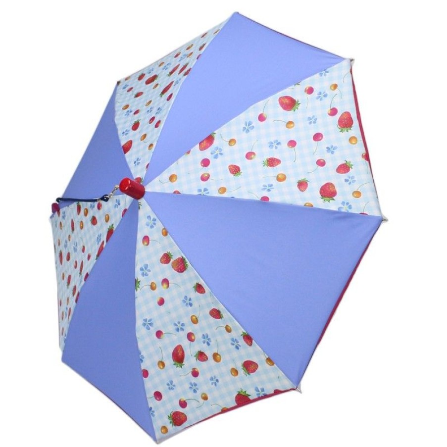 H2O Parapluies | Light Blue And Strawberry Cherry Print Children'S Umbrella