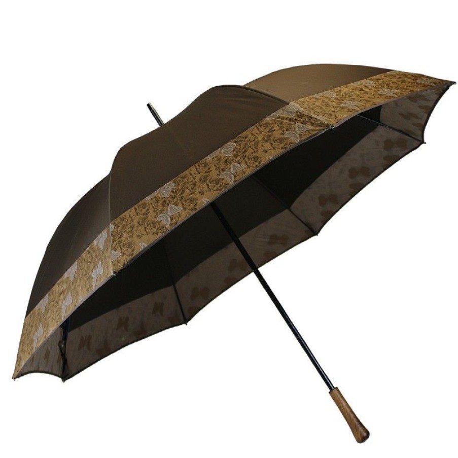 H2O Parapluies Limited Edition Umbrellas | Brown Golf Umbrella With Butterfly Design