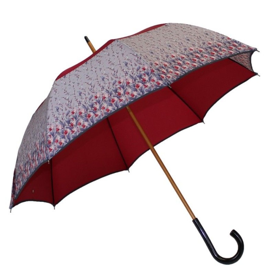 H2O Parapluies Limited Edition Umbrellas | Long Umbrella Vice Versa Magenta With Small Flowers