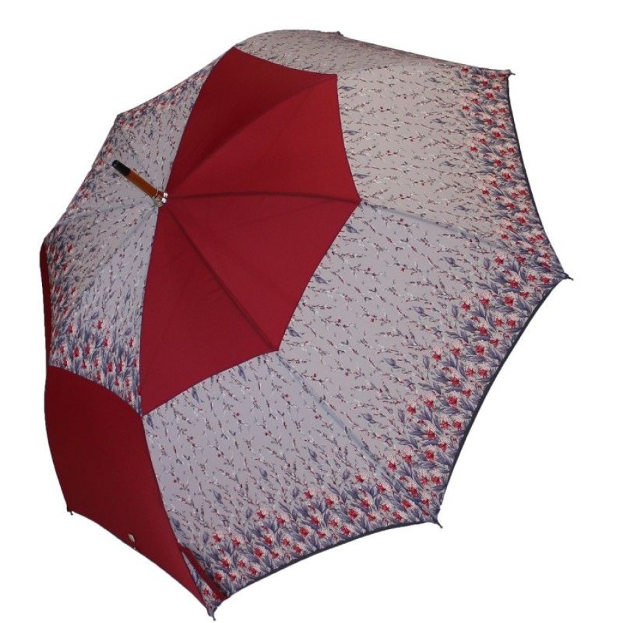 H2O Parapluies Limited Edition Umbrellas | Long Umbrella Vice Versa Magenta With Small Flowers