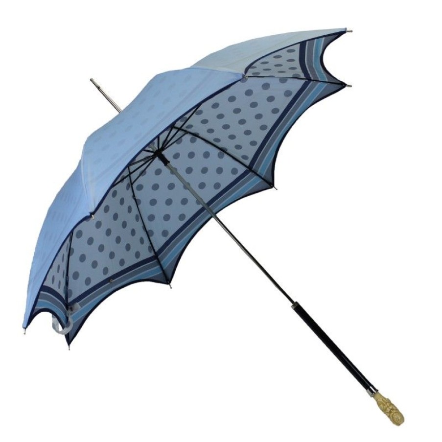 H2O Parapluies Parasols 1900 | Blue Anti Uv Umbrella With Polka Dot Lining