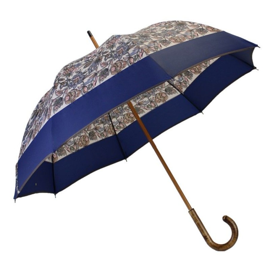 H2O Parapluies Limited Edition Umbrellas | Long Floral Umbrella With Blue Band